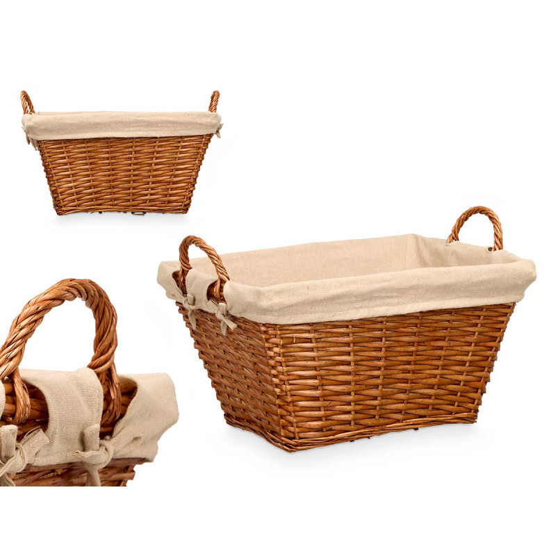 RECTANGULAR WICKER BASKET WITH HANDLES NATURAL