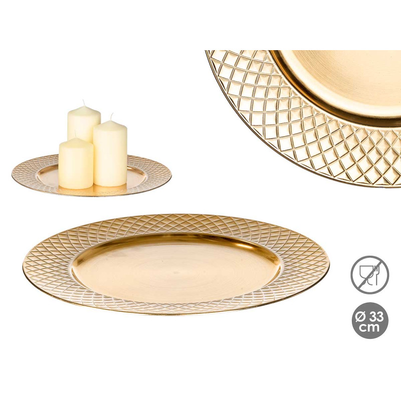 CANDLE HOLDER RHOMBUS GOLDEN 33CM