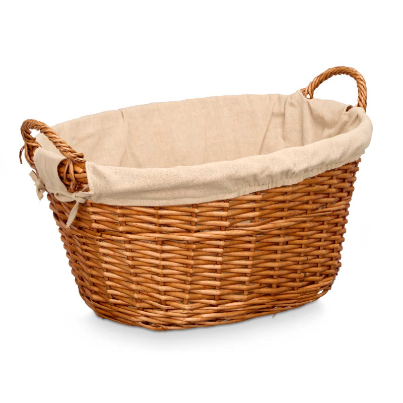 OVAL WICKER BASKET WITH HANDLES LARGE