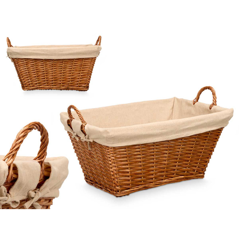 RECTANGULAR WICKER BASKET WITH HANDLES 