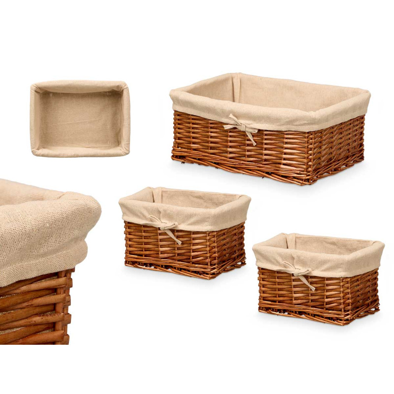 SET 3 CESTI RETTANGOLARI VIMINI GRIGIO