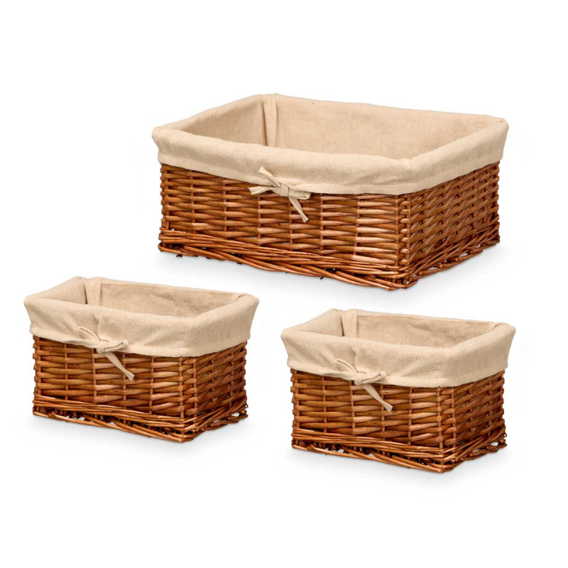 SET 3 CESTI RETTANGOLARI VIMINI GRIGIO