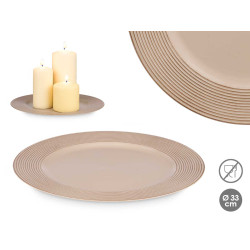 PORTAVELAS CIRCULOS TAUPE ENVEJECIDO 33CM