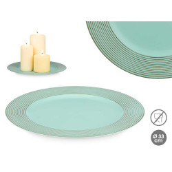 CANDLE HOLDER CIRCLES GREEN DISTRESSED 33CM