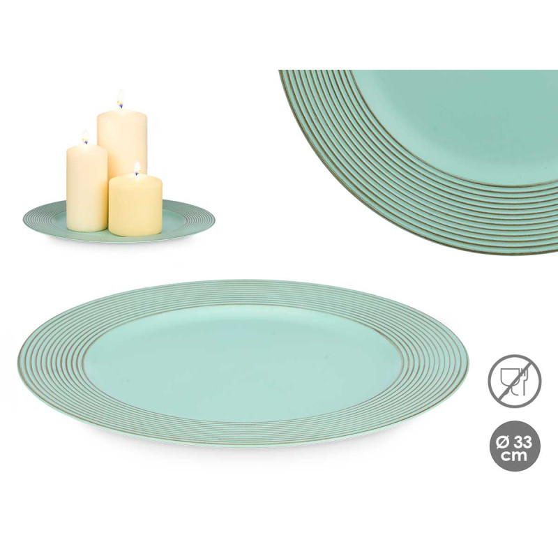 SUPORTE PARA VELAS CIRCULOS VERDE ANTIGO 33CM