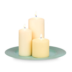 CANDLE HOLDER CIRCLES GREEN DISTRESSED 33CM