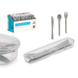 SET 4 PZS CUBIERTOS PICNIC COL GRIS
