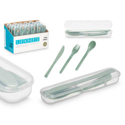 SET 4 PZS CUBIERTOS PICNIC COL VERDE