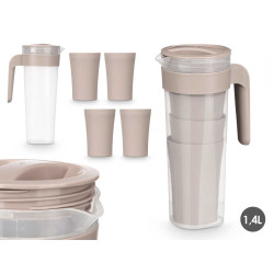 CONJ JARRO E 4 COPOS TAUPE 1,4L