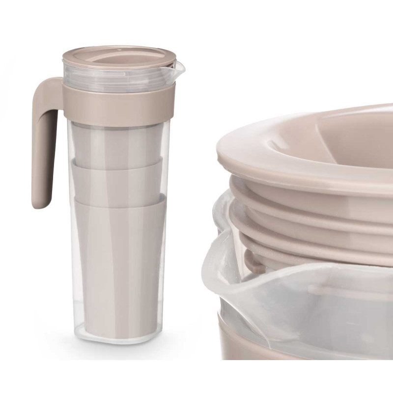 CONJ JARRO E 4 COPOS TAUPE 1,4L