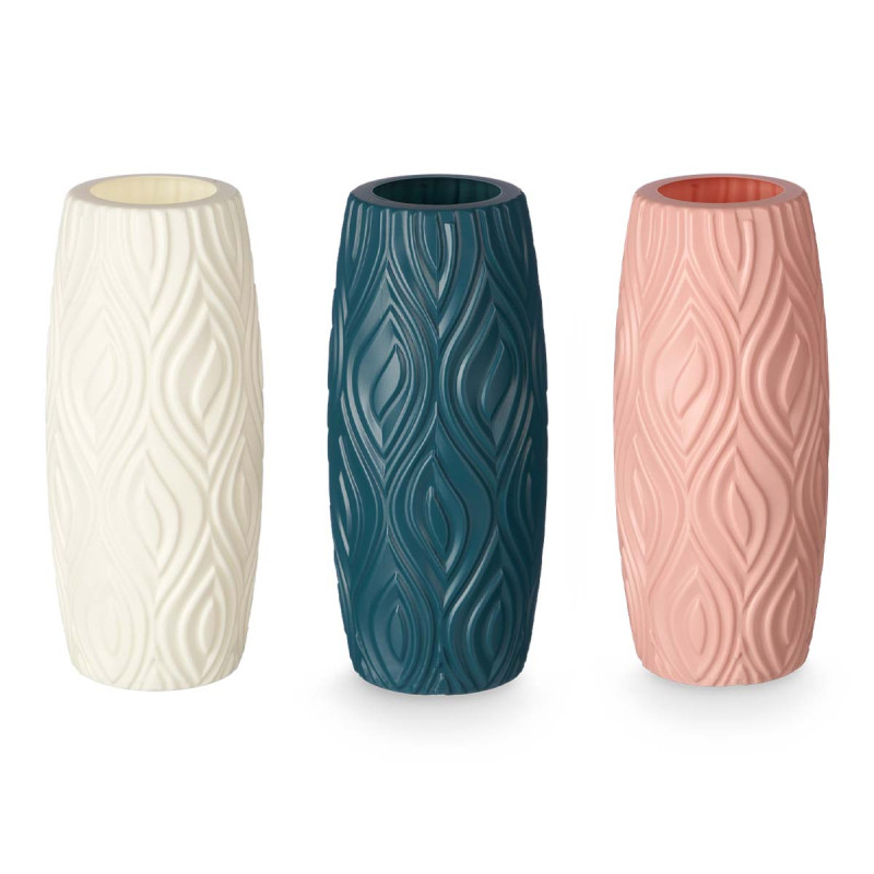 OVAL VASE RELIEF ASSORTED 3 COLOURS