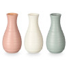 PLASTIC PUFFED VASE STRIPE ASSORTED3 COLOURS