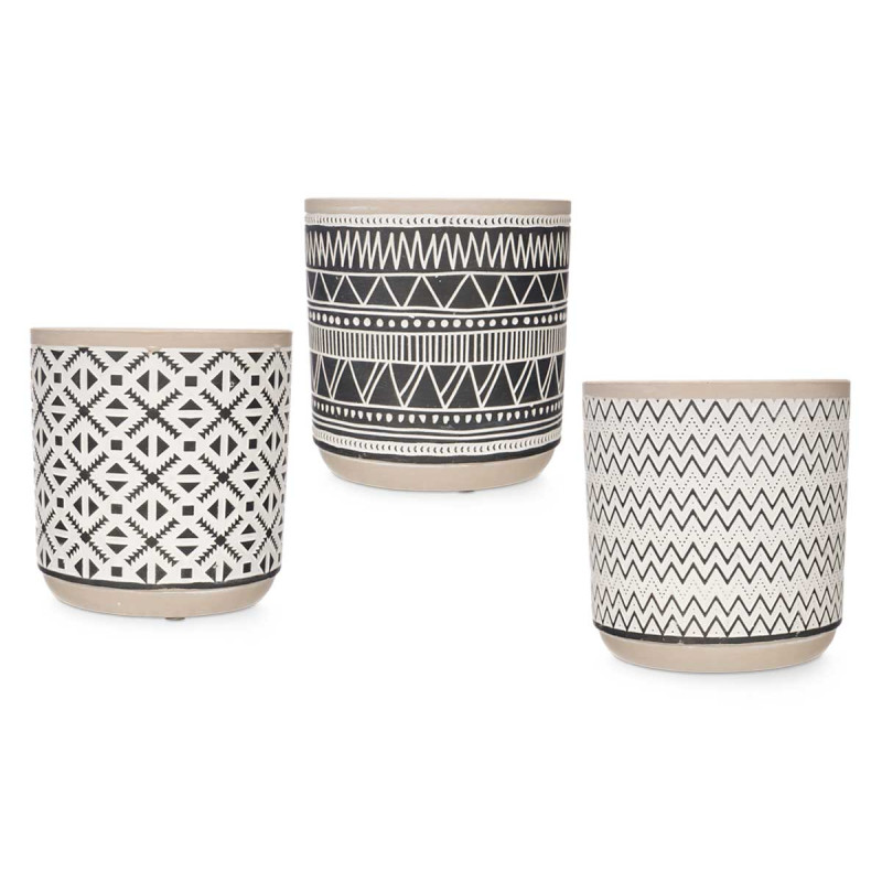 POT COULEUR CIMENT SET 3 CERAMIQUE