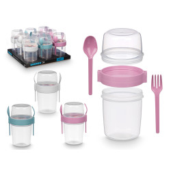 RECIPIENTE PLASTICO CUBIERTOS 1100ML SURT 3 COL