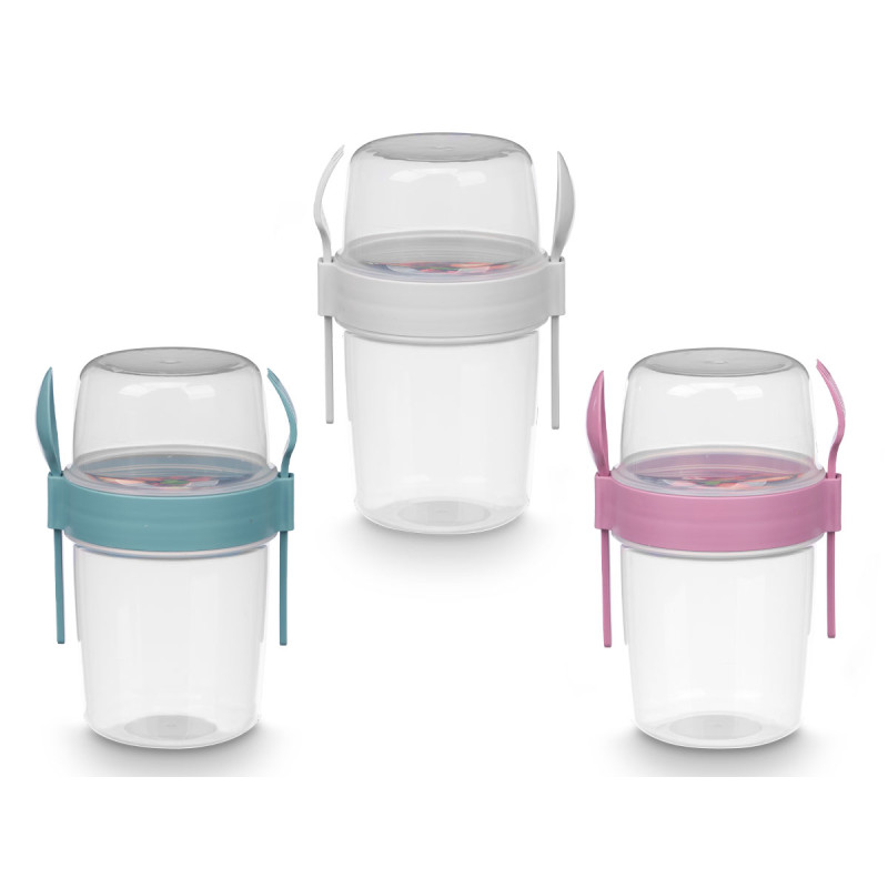 RECIPIENTE PLASTICO CUBIERTOS 1100ML SURT 3 COL