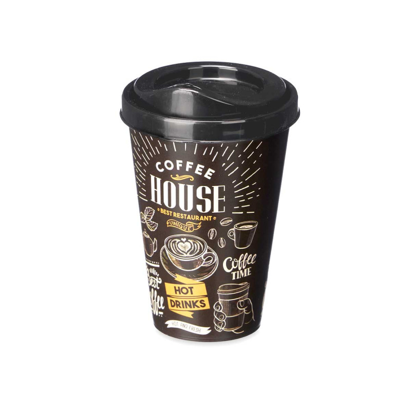 COPO PLASTICO COM TAMPA PARA LEVAR 400ML