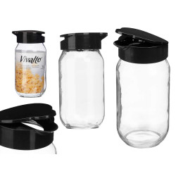 BARATTOLO VETRO DOSIFICATORE 1L NERO 