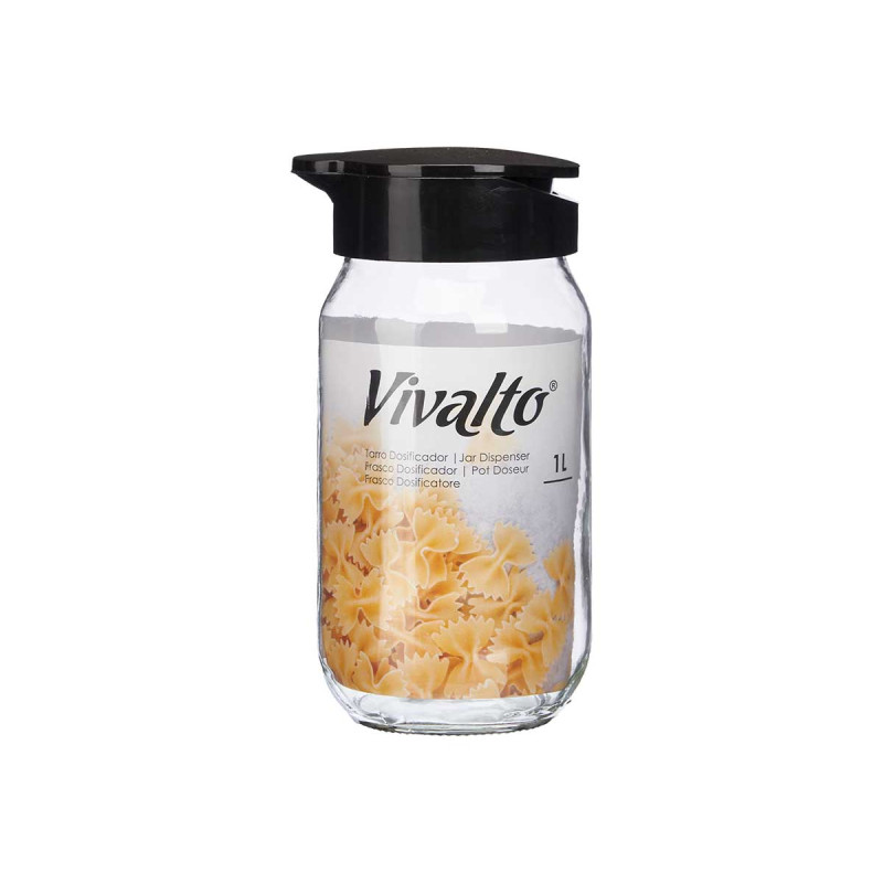 TARRO CRISTAL DOSIFICADOR 1L NEGRO