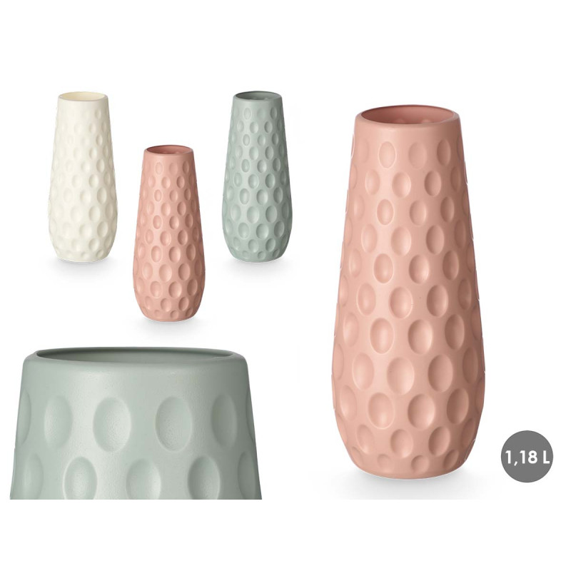 CONICAL VASE DOTS ASSORTED 3 COLOURS