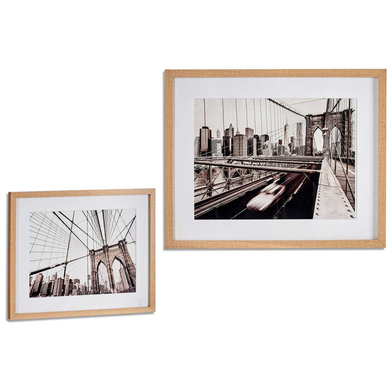 TABLEAU PONTS SET 2 FORMAT PAYSAGE CADRE HETRE 43X
