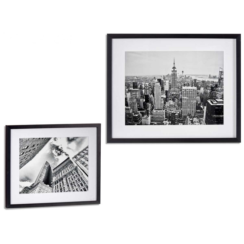 QUADRO EDIFICI ORIZZONTALE CORNICE NERA 43X53CM