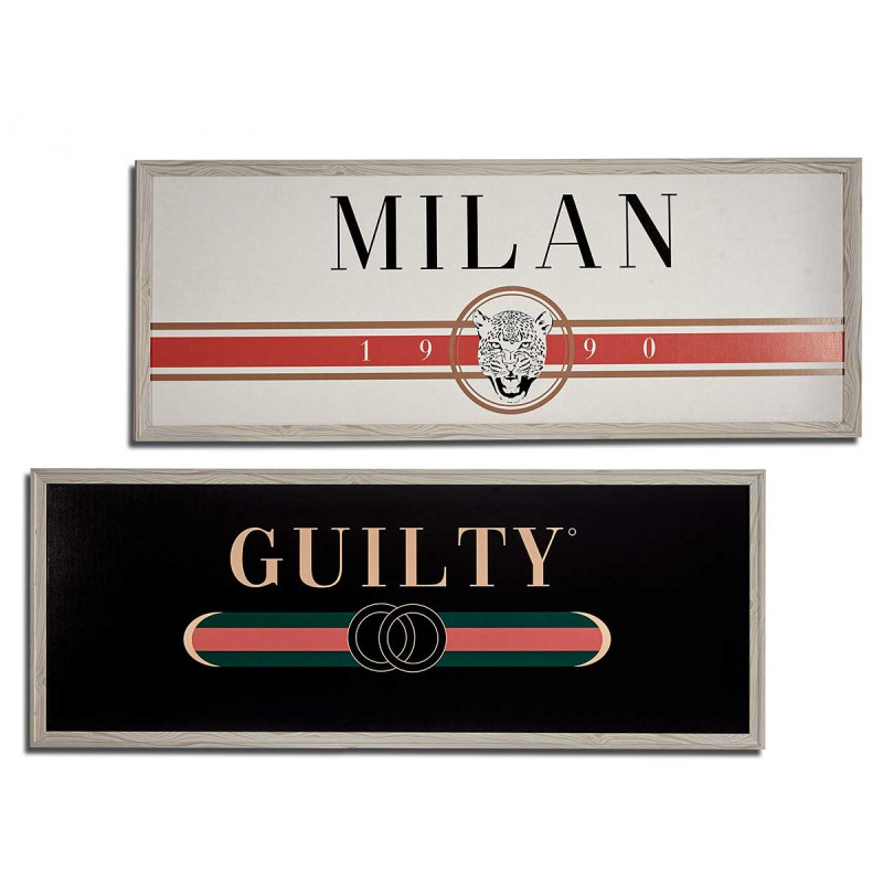 TABLEAU GUILTY-MILAN SET CADRE CREME 46X121CM