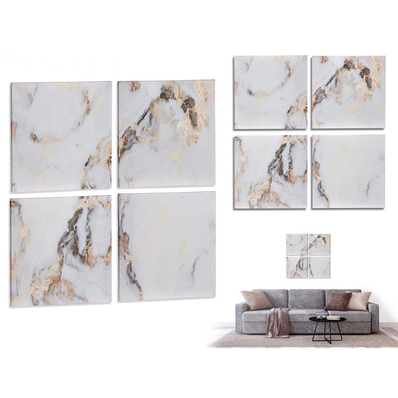 4 PIECES 35X35CM WHITE MARBLE CANVAS 