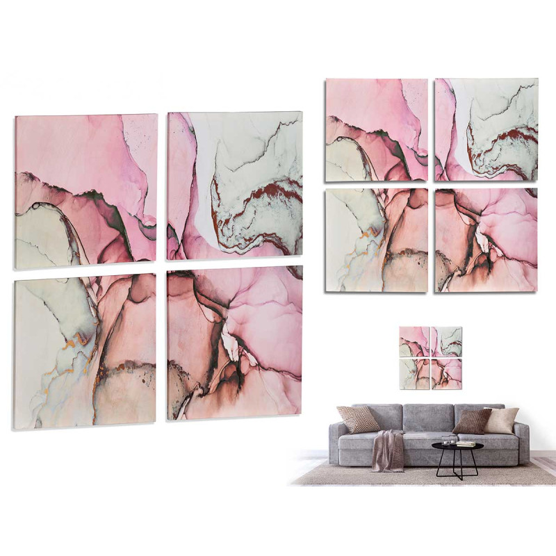 TELA 4 PEZZI MARMO ROSA 35X35CM