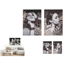 SET 2 TOILES FEMMES AVEC BIJOUX 50X70