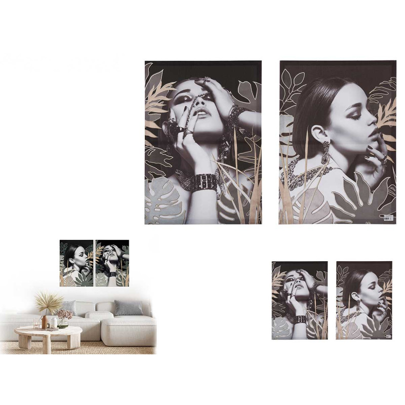 CONJ 2 QUADROS MULHERES COM JOIAS 50X70CM 