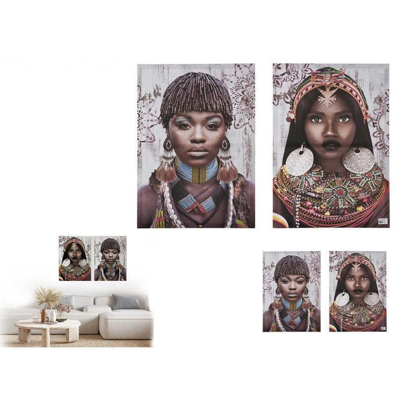 SET 2 DONNE AFRICANE TELA 50X70