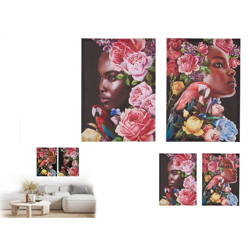 SET 2 TOILES FEMMES TROPICAL 50X70