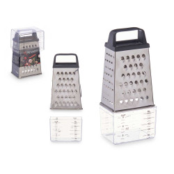 STEEL GRATER WITH MEASURING CONTAINER BLACK
