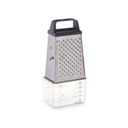 STEEL GRATER WITH MEASURING CONTAINER BLACK