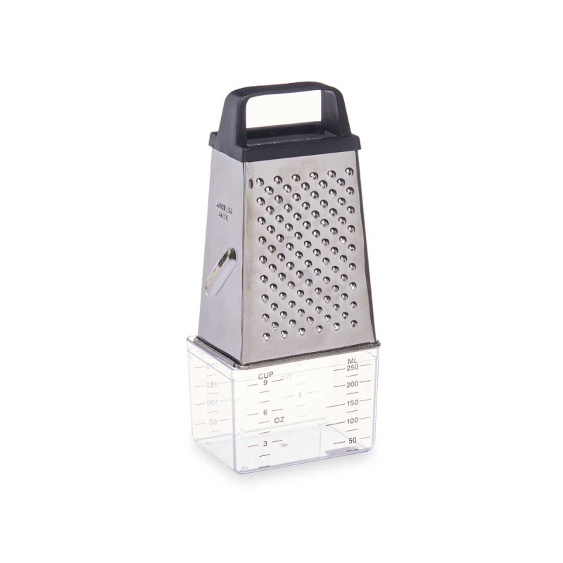 STEEL GRATER WITH MEASURING CONTAINER BLACK