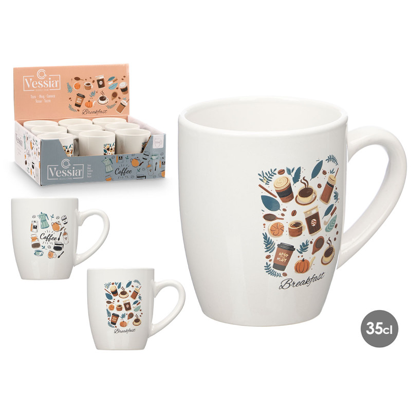 PORCELAIN MUG BREAKFAST ASSORTED 2 350ML