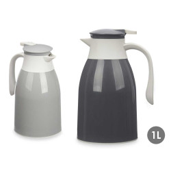 PLASTIC THERMOS FLASK GREY 1L ASSORT 2 