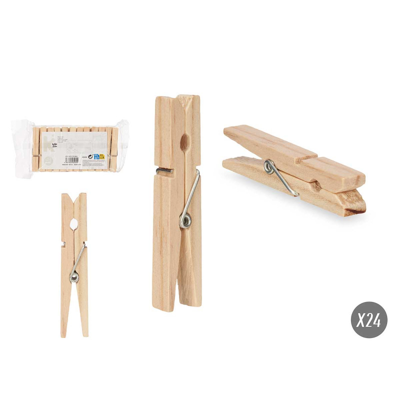SET 24 PINZE LEGNO PICCOLE