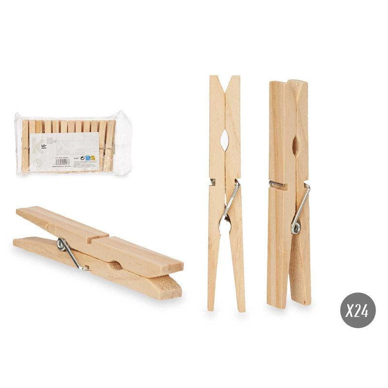 SET 24 PINCES EN BOIS GRANDES