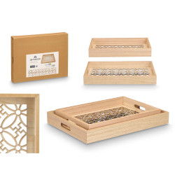 SET 2 RECTANGULAR TRAYS FLOWER