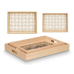 SET 2 PLATEAUX RECTANGULAIRES FLEUR