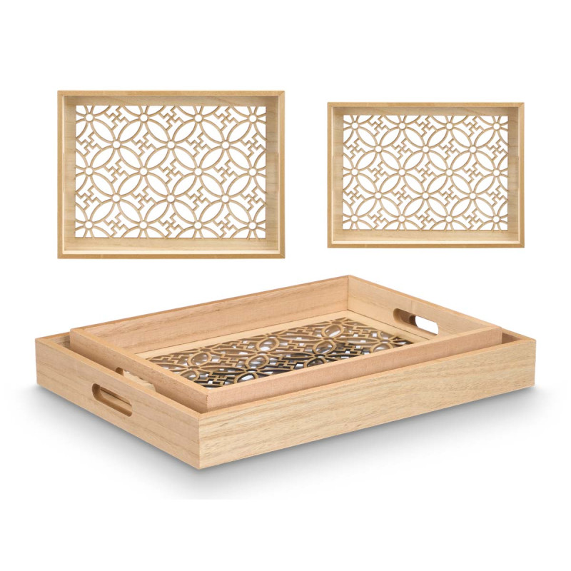 SET 2 BANDEJAS RECT FLOR