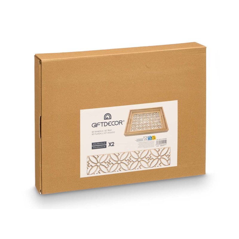 SET 2 RECTANGULAR TRAYS FLOWER