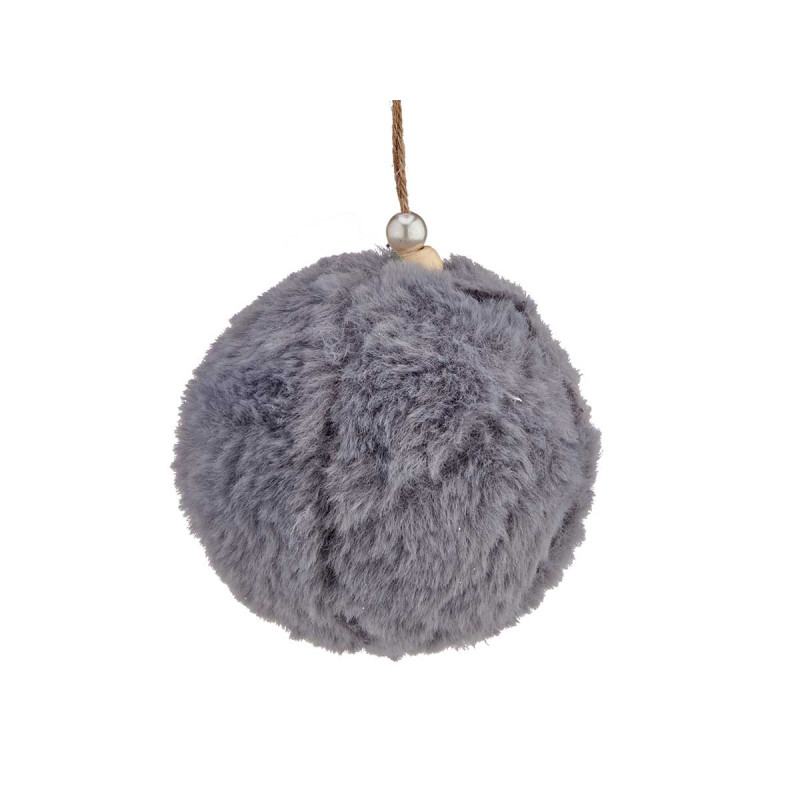 BOULE POUR ACCROCHER POLAIRE GRIS FONCE 8CM