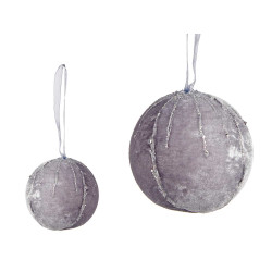 GIOCO DI 4 PALLE VELLUTO ARGENTO CON VETRO 8CM