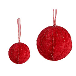 GIOCO DI 4 PALLE VELLUTO ROSSO CON VETRO 8CM
