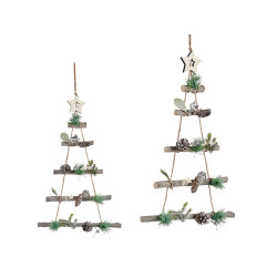 ADORNO MADERA ARBOL NAVIDAD 48 X 34 CM PLATEADO