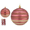 SET 6 BOLAS NAVIDAD ROSA OSCURO CIRCULOS 10 CM