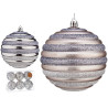 SET 6 PALLINE NATALE ARGENTO CERCHI 10CM