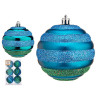 SET 6 BOLAS NAVIDAD TURQUESA CIRCULOS 8 CM